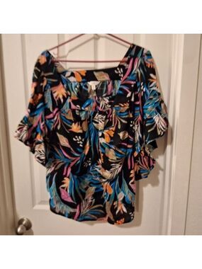 Terra & Sky Floral Blouse Large